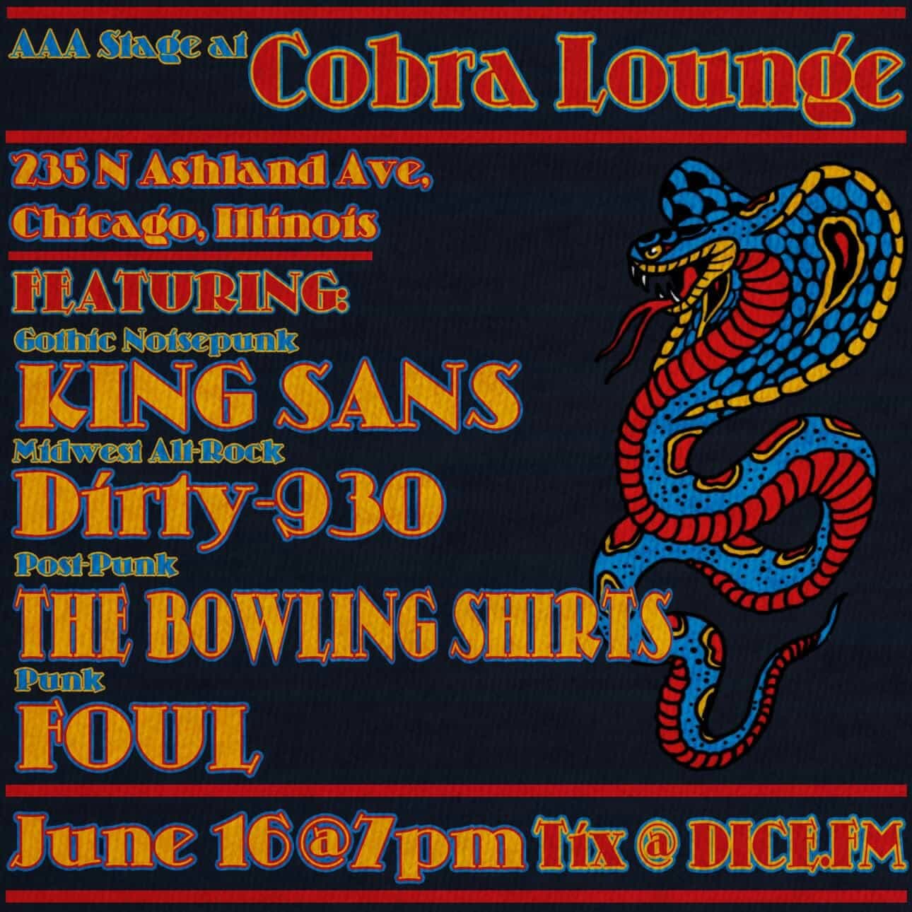 King Sans / Dirty 930 / The Bowling Shirts / Foul